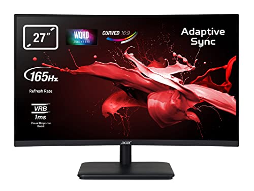 Acer ED270UPbiipx - Monitor Gaming Curvo de 27" 2K 165 Hz (2560x1440, Pantalla VA LED, 1500R, ZeroFrame, WQHD, Adaptive Sync, 1ms VRB, 250nits, 2xHDMI DP Audio Out, EU EMEA MPRII) - Color Negro