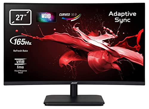Acer ED270UPbiipx - Monitor Gaming Curvo de 27" 2K 165 Hz (2560x1440, Pantalla VA LED, 1500R, ZeroFrame, WQHD, Adaptive Sync, 1ms VRB, 250nits, 2xHDMI DP Audio Out, EU EMEA MPRII) - Color Negro