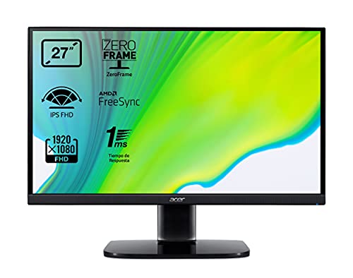 Acer KA272bi - Monitor de 27" Full HD 75 Hz (68,6 cm, 1920x1080, Pantalla IPS LED, ZeroFrame y FreeSync, 250 nits, Tiempo de Respuesta 1ms VRB, VGA, HDMI) - Color Negro