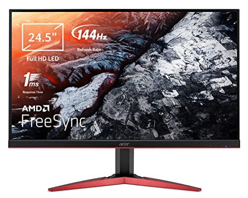 Acer KG251QJbmidpx Monitor Gaming FreeSync 24,5", Pantalla TN+Film FHD (1920x1080), 165Hz, 400cd/m2, 1ms (G2G), 0.6ms (min), 16:9, DVI, HDMI, DP(1.2), Audio In/Out, Altavoz integrado, Zero Frame