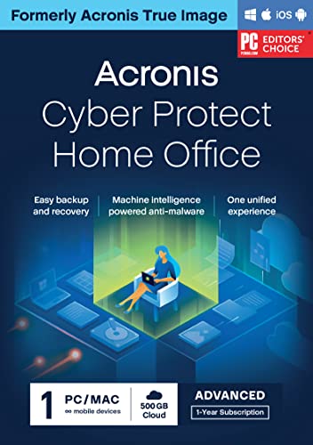 Acronis Cyber Protect Home Office | Advanced | 500 GB de almacenamiento | 1 Dispositivo | 1 Usuario | 1 Año | Código de activación enviado por email