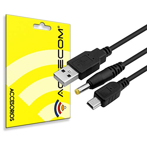 actecom 2 en 1 USB Cable de Carga de Datos Compatible con Cargador Sony PSP 1000 2000 3000 Negro