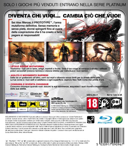 Activision Prototype, Platinum, PS3 - Juego (Platinum, PS3, PlayStation 3, Acción / Aventura, M (Maduro), PS3)