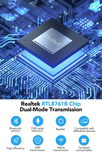 Adaptador Bluetooth 5.0, Hommie Bluetooth USB PC Window 7/8/8.1/10/11, USB Bluetooth para Auricular/Altavoz/Ratón/Teclado,Buletooth USB Play y Plug Emisor Receptor y BLE Tecnología,Auto-Reconexción