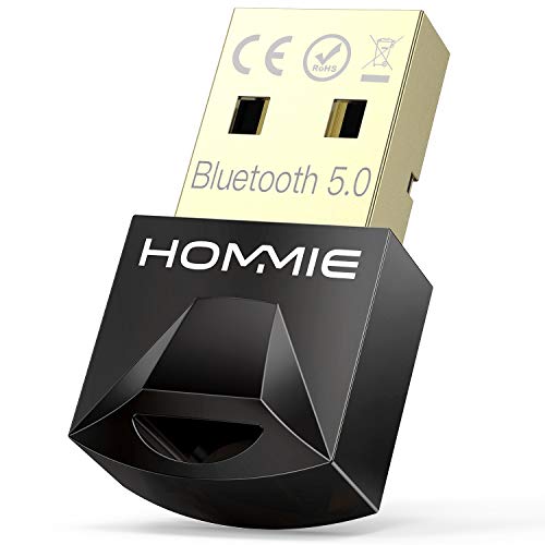 Adaptador Bluetooth 5.0, Hommie Bluetooth USB PC Window 7/8/8.1/10/11, USB Bluetooth para Auricular/Altavoz/Ratón/Teclado,Buletooth USB Play y Plug Emisor Receptor y BLE Tecnología,Auto-Reconexción