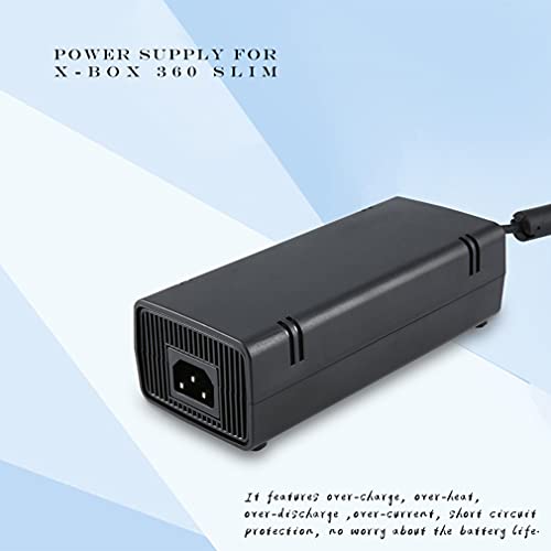 Adaptador de CA 100-240V Cable de Cargador de Fuente de alimentación para X-Box 360 Cargador de Repuesto Ideal Delgado con luz indicadora LED Enchufe de la UE (Enchufe AU Negro)