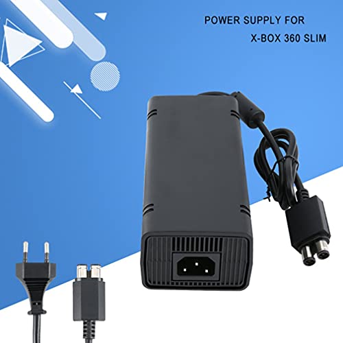 Adaptador de CA 100-240V Cable de Cargador de Fuente de alimentación para X-Box 360 Cargador de Repuesto Ideal Delgado con luz indicadora LED Enchufe de la UE (Enchufe AU Negro)