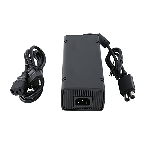 Adaptador de CA 100-240V Cable de Cargador de Fuente de alimentación para X-Box 360 Cargador de Repuesto Ideal Delgado con luz indicadora LED Enchufe de la UE (Enchufe AU Negro)