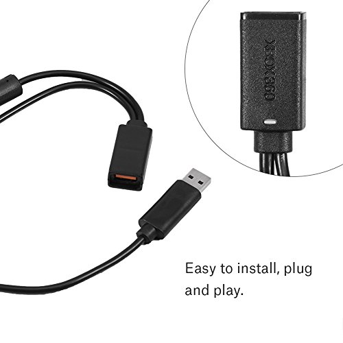 Adaptador de Cable de Adaptador de Corriente USB VBESTLIFE para Cargador de Sensor Microsoft para Xbox 360 Kinect con Enchufe de EE. UU. / UE (Negro)