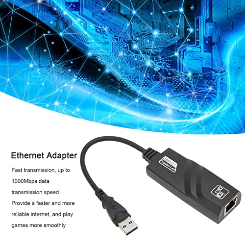 Adaptador Ethernet, USB 3.0 a 10100 Red RJ45 Adaptador con Cable LAN 1000Mbps Transmisión Rápida Internet Estable Pequeña Tarjeta de Internet Gigabit con Cable Portátil para Windows