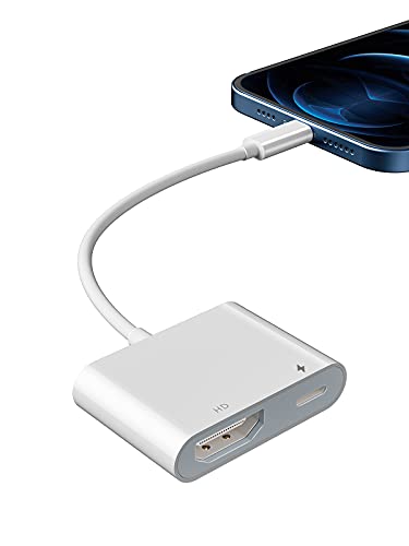 Adaptador HDMI para iPhone a TV, YEHUA Adaptador AV 1080P Digital para iPad,Conexión HDMI para iPhone a TV/Monitor/Proyector (se Necesita Fuente de Alimentación)