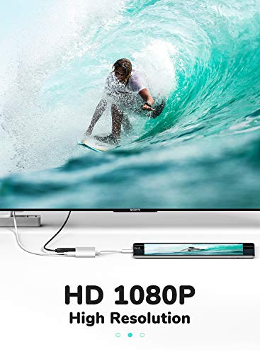 Adaptador HDMI para iPhone a TV, YEHUA Cable HDMI 1080P para iPad, Convertidor de Pantalla de Sincronización para iPhone 12/11 / SE/XS/XR/X / 8/7 / Pad a HDTV, Proyector, Monitor