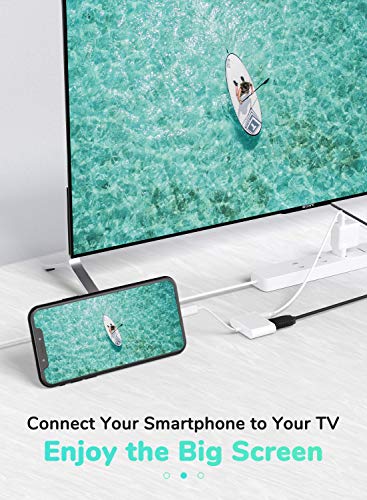 Adaptador HDMI para iPhone a TV, YEHUA Cable HDMI 1080P para iPad, Convertidor de Pantalla de Sincronización para iPhone 12/11 / SE/XS/XR/X / 8/7 / Pad a HDTV, Proyector, Monitor