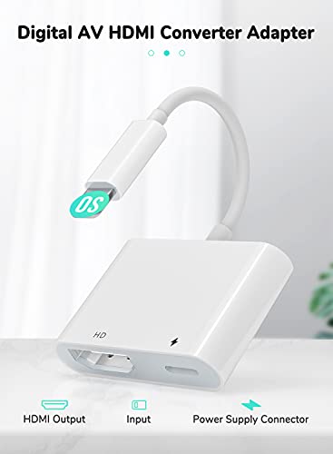 Adaptador HDMI para iPhone a TV, YEHUA Cable HDMI 1080P para iPad, Convertidor de Pantalla de Sincronización para iPhone 12/11 / SE/XS/XR/X / 8/7 / Pad a HDTV, Proyector, Monitor