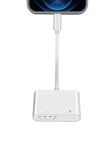 Adaptador HDMI para iPhone a TV, YEHUA Cable HDMI 1080P para iPad, Convertidor de Pantalla de Sincronización para iPhone 12/11 / SE/XS/XR/X / 8/7 / Pad a HDTV, Proyector, Monitor