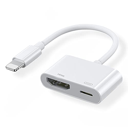 Adaptador HDMI para iPhone [Certificado Apple MFi] Lightning Digital 1080P Adaptador AV Digital Sincronización de Pantalla Conector HDMI Compatible con iPhone 12/11/ X /XR /XS /7P / 8P Plug and Play