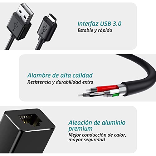 Adaptador LAN Ethernet, Adaptador de Red Micro USB a RJ45, Cable Conector Convertidor 100Mbps Ethernet RJ45 con USB Carga y Cable Micro USB OTG para Fire TV Stick Google Chromecast Ceros Raspberry Pi