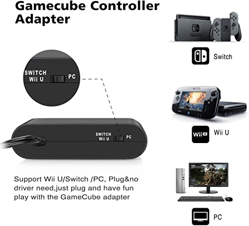 Adaptador para Gamecube Mando Conversor Controlador con 4 Puertos Compatible con Gamecube Switch/WII U/PC