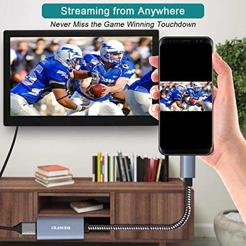 Adaptador USB C a HDMI 4K, Adaptador BENFEI Thunderbolt 3 a HDMI Compatible con MacBook Pro 2019/2018/2017, Samsung Galaxy S10 / S9 y más [Carcasa de Aluminio y Cable de Nailon]