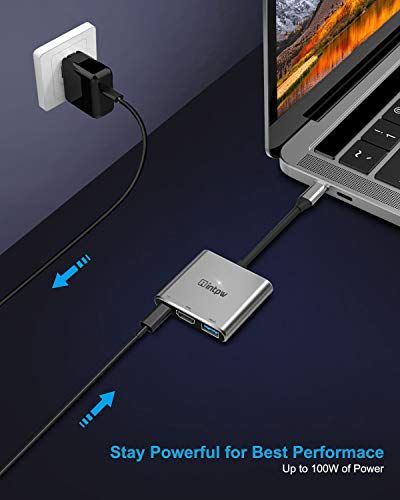 Adaptador USB C a HDMI, concentrador Adaptador multipuerto USB 3.1 Tipo C a HDMI con Puerto USB 3.0, Puerto de Carga PD Tipo C Compatible con MacBook Air/iPad Pro/Nintendo Switch