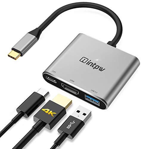 Adaptador USB C a HDMI, concentrador Adaptador multipuerto USB 3.1 Tipo C a HDMI con Puerto USB 3.0, Puerto de Carga PD Tipo C Compatible con MacBook Air/iPad Pro/Nintendo Switch