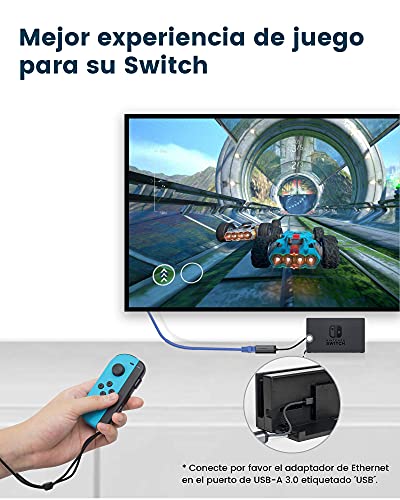 Adaptador usb ethernet RAMPOW, Adaptador ethernet a USB A Gigabit para Switch, adaptador usb rj45 usb ethernet 1000 Mbps con Laptop y Consola de Juegos, Switch 10.2.0 y superior, Macbook y DELL