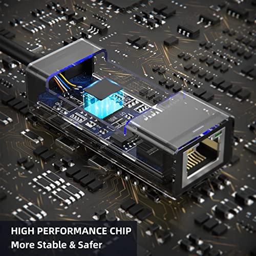 Adaptador USB Ethernet, VKUSRA Adaptador Ethernet a USB C, Aluminio USB 3.0 to RJ45 Gigabit Ethernet con Adaptador USB C para Windows7/8/10, XP, Vista, MacBook Pro/Air, Switch, Fire TV Stick y más