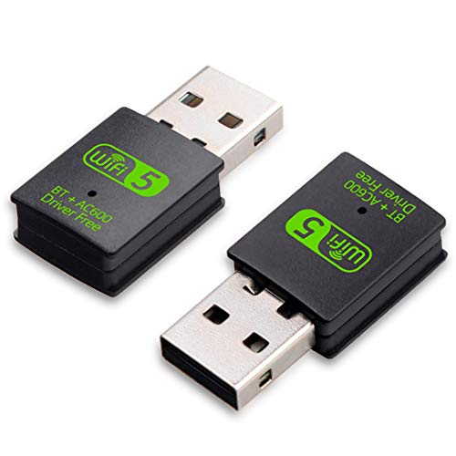 Adaptador USB WiFi Bluetooth - Tarjeta de Red WiFi Doble Banda 2.4Ghz/5.8Ghz + Bluetooth 4.2 Dongle Receptor WiFi para PC Pincho Driver Free