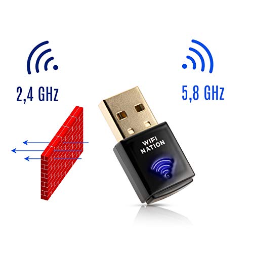 Adaptador USB WiFi Nation® Mini 802.11ac AC600, chipset: Realtek RTL8811AU, Dual Band 2.4GHz o 5GHz, Windows, macOS, Linux y Linux Kali Compatible, Modelo de Producto: WN-H2