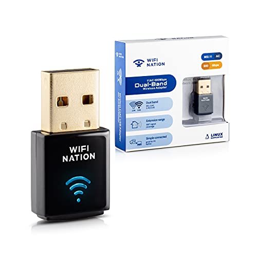 Adaptador USB WiFi Nation® Mini 802.11ac AC600, chipset: Realtek RTL8811AU, Dual Band 2.4GHz o 5GHz, Windows, macOS, Linux y Linux Kali Compatible, Modelo de Producto: WN-H2