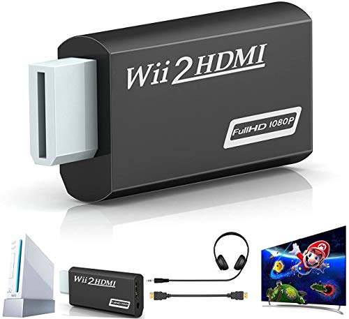 Adaptador Wii HDMI, adaptador de consola, convertidor Wii a HDMI 720p/1080p vídeo y audio de 3,5 mm, compatible con proyectores de TV, todos los modos de visualización Wii U