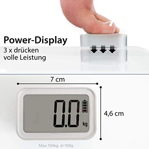 ADE Báscula de baño con dinamo BE2008 Kira con generación de energía cinética, sin pilas, báscula de baño de cristal de seguridad