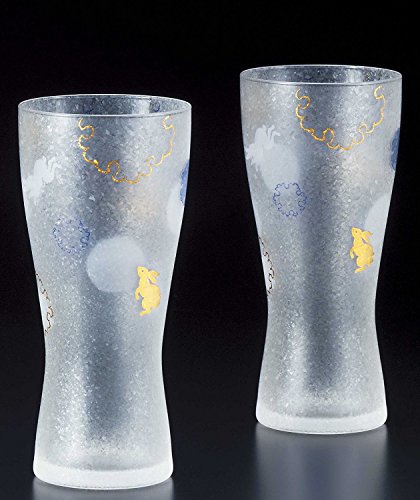 Aderia Japan – Juego de 2 vasos de cerveza prémium con diseño de conejos y nieve S-6272
