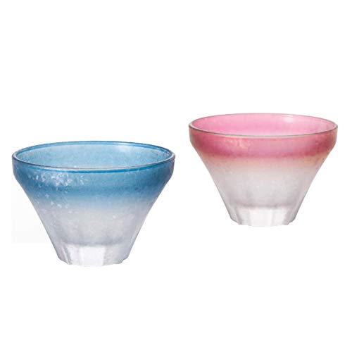 ADERIA S-6332 Juego de par de cristal Fuji azul y rosa, caja de regalo, fabricado en Japón