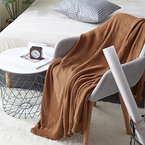 Adory Sweety manta de punto de musgo sólido suave sofá sofá manta decorativa de punto de 50,8 x 61 cm como regalo con bolsa de lavado gratis