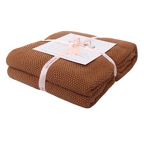 Adory Sweety manta de punto de musgo sólido suave sofá sofá manta decorativa de punto de 50,8 x 61 cm como regalo con bolsa de lavado gratis