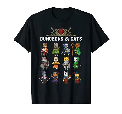 Adventurer Cats RPG D20 Fantasy Mesa Juego de rol Camiseta
