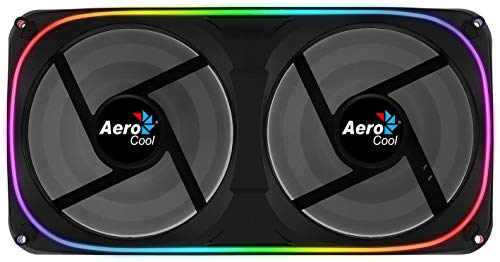 Aerocool ASTRO24 ventilador doble PC 12 cm, RGB Dual, soporte antivibración, Negro