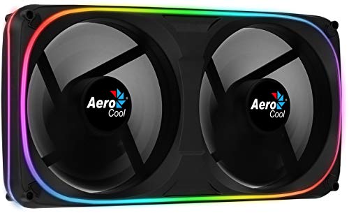 Aerocool ASTRO24 ventilador doble PC 12 cm, RGB Dual, soporte antivibración, Negro