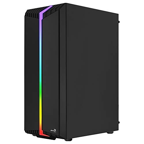 Aerocool BIONICV1BK Negro, Caja Gaming RGB ATX, Cristal Templado+Ventilador 12cm