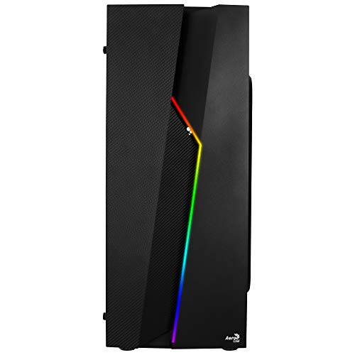 Aerocool BOLT - Caja de PC, ATX, panel acrílico, RGB 13 modos, ventilador 12cm, color Negro, Única