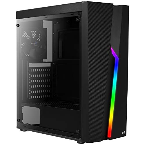 Aerocool BOLT - Caja de PC, ATX, panel acrílico, RGB 13 modos, ventilador 12cm, color Negro, Única