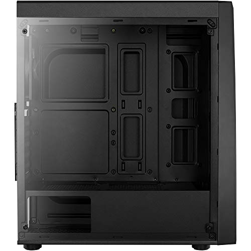 Aerocool BOLT - Caja de PC, ATX, panel acrílico, RGB 13 modos, ventilador 12cm, color Negro, Única