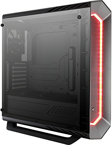 Aerocool P7C1BG - Caja gaming para PC (ATX, Semitorre, LED 8 colores, incluye ventilador trasero 12cm, ventana transparente, 7 ranuras de expansión, USB 2.0/3.0, Audio HD), negro con cristal templado
