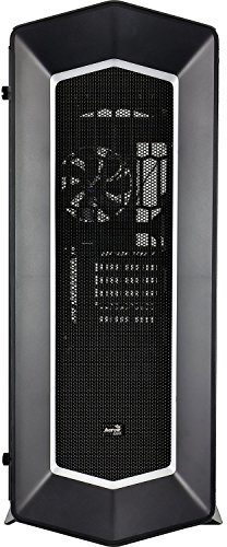 Aerocool P7C1BG - Caja gaming para PC (ATX, Semitorre, LED 8 colores, incluye ventilador trasero 12cm, ventana transparente, 7 ranuras de expansión, USB 2.0/3.0, Audio HD), negro con cristal templado