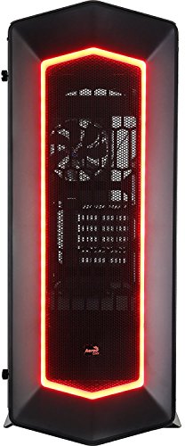 Aerocool P7C1BG - Caja gaming para PC (ATX, Semitorre, LED 8 colores, incluye ventilador trasero 12cm, ventana transparente, 7 ranuras de expansión, USB 2.0/3.0, Audio HD), negro con cristal templado