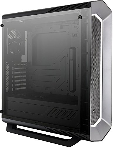 Aerocool P7C1BG - Caja gaming para PC (ATX, Semitorre, LED 8 colores, incluye ventilador trasero 12cm, ventana transparente, 7 ranuras de expansión, USB 2.0/3.0, Audio HD), negro con cristal templado
