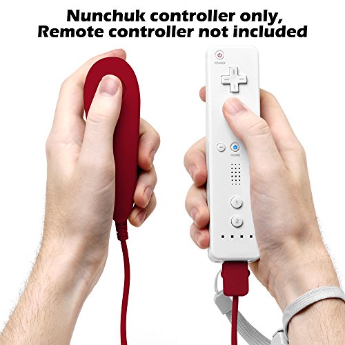 AFUNTA Nunchuck Controlador Gamepad para Nintendo Wii U, 2 Packs Reemplazo Mando para Wii U Videojuego - Rojo