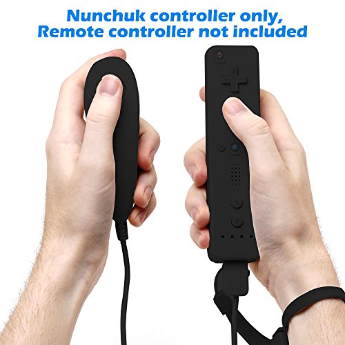 AFUNTA Nunchuck Controllers para Nintendo Wii U, 2 Packs Reemplazo para Wii U Juego de Video - Negro