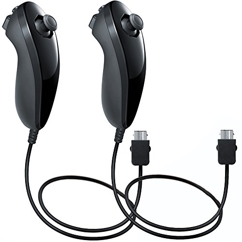 AFUNTA Nunchuck Controllers para Nintendo Wii U, 2 Packs Reemplazo para Wii U Juego de Video - Negro